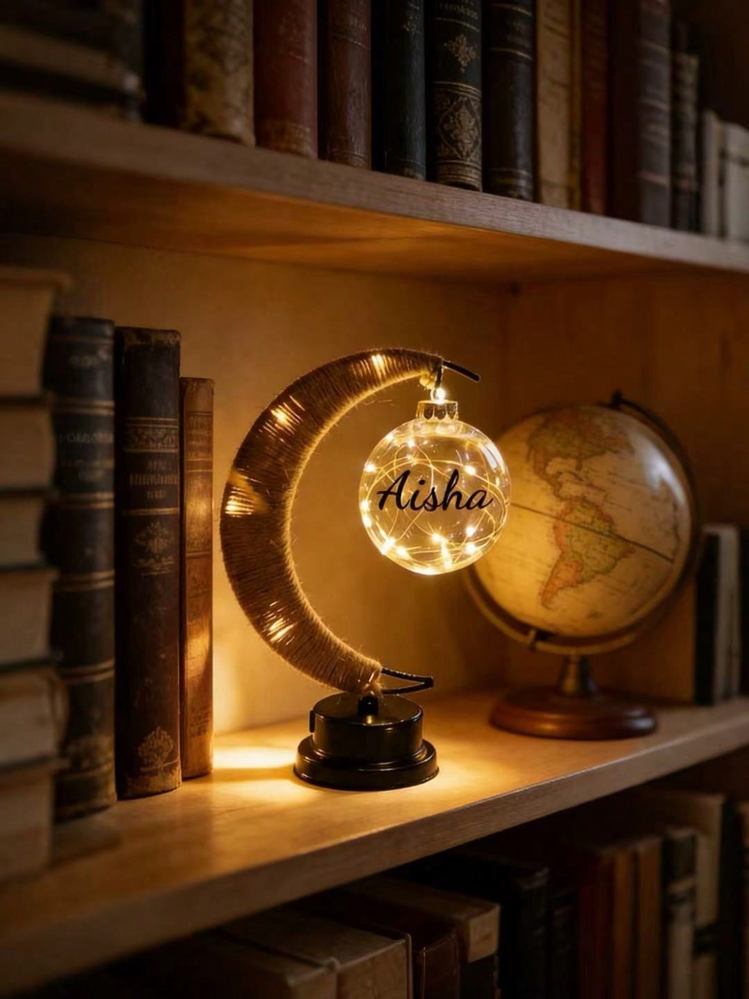 Personalized Crescent Moon Name Lamp