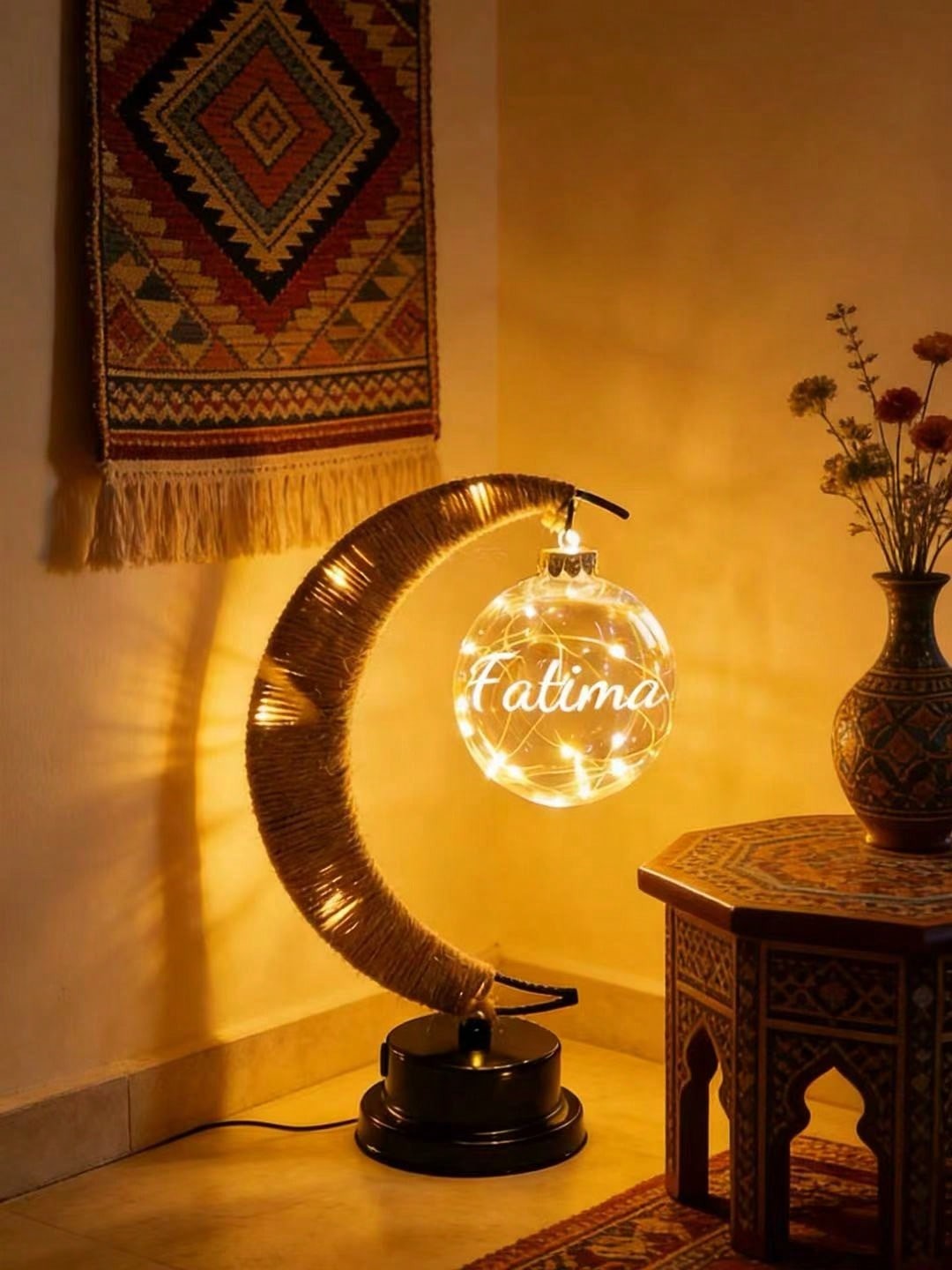 Personalized Crescent Moon Name Lamp