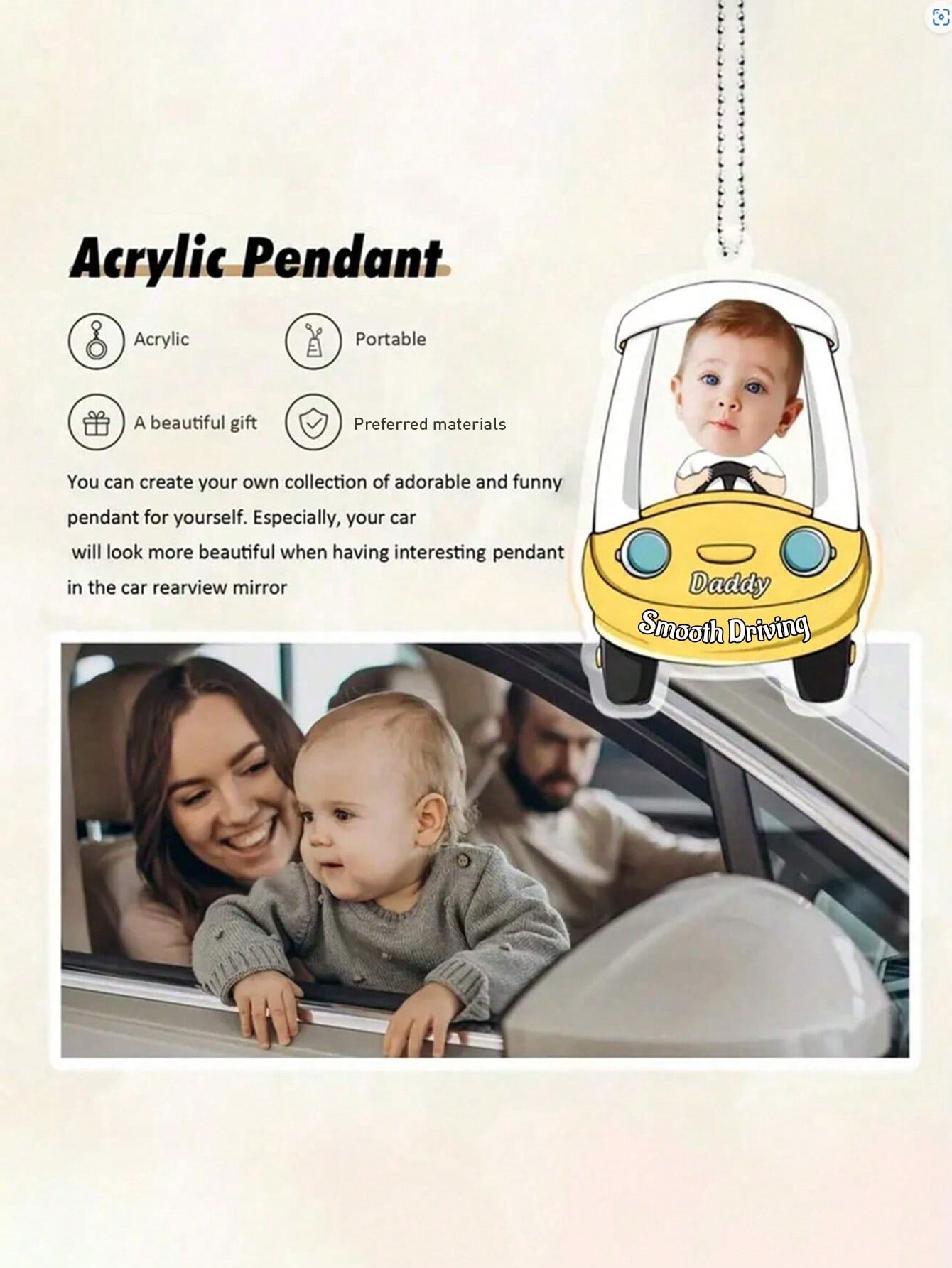 Custom Baby Photo Car Hanging Ornament