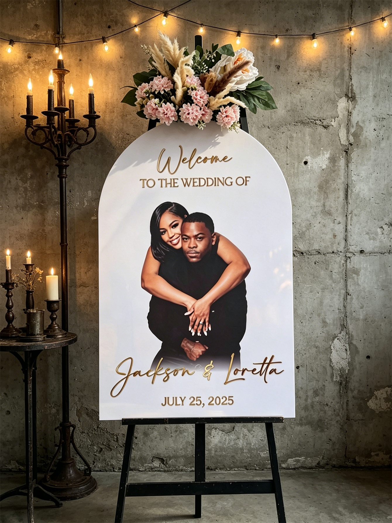 Custom Couple Photo Arch Acrylic Wedding Sign