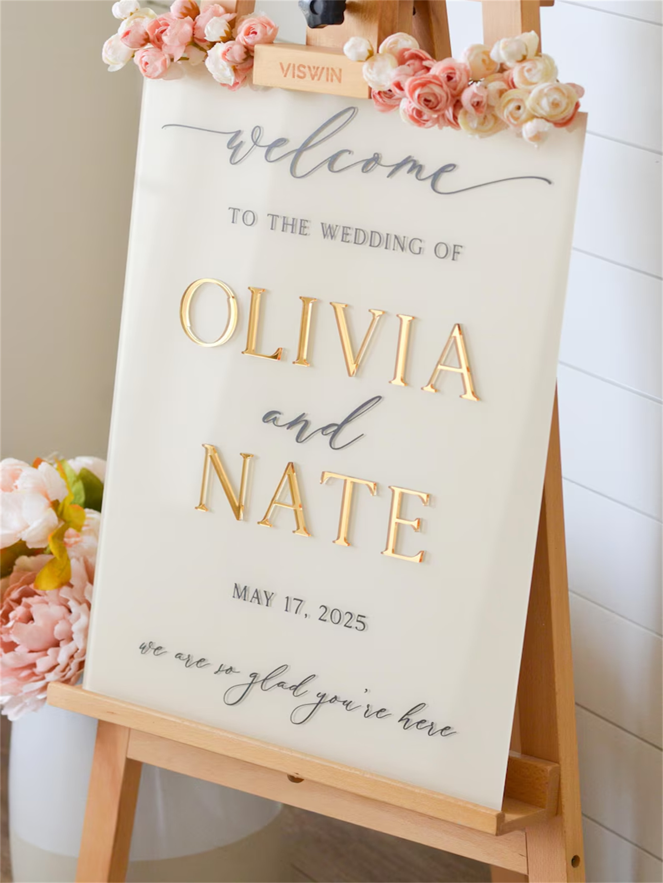 Wedding Welcome Sign - Personalized acrylic wedding welcome sign, modern and fashionable decoration of the wedding entrance. Welcome to our wedding sign