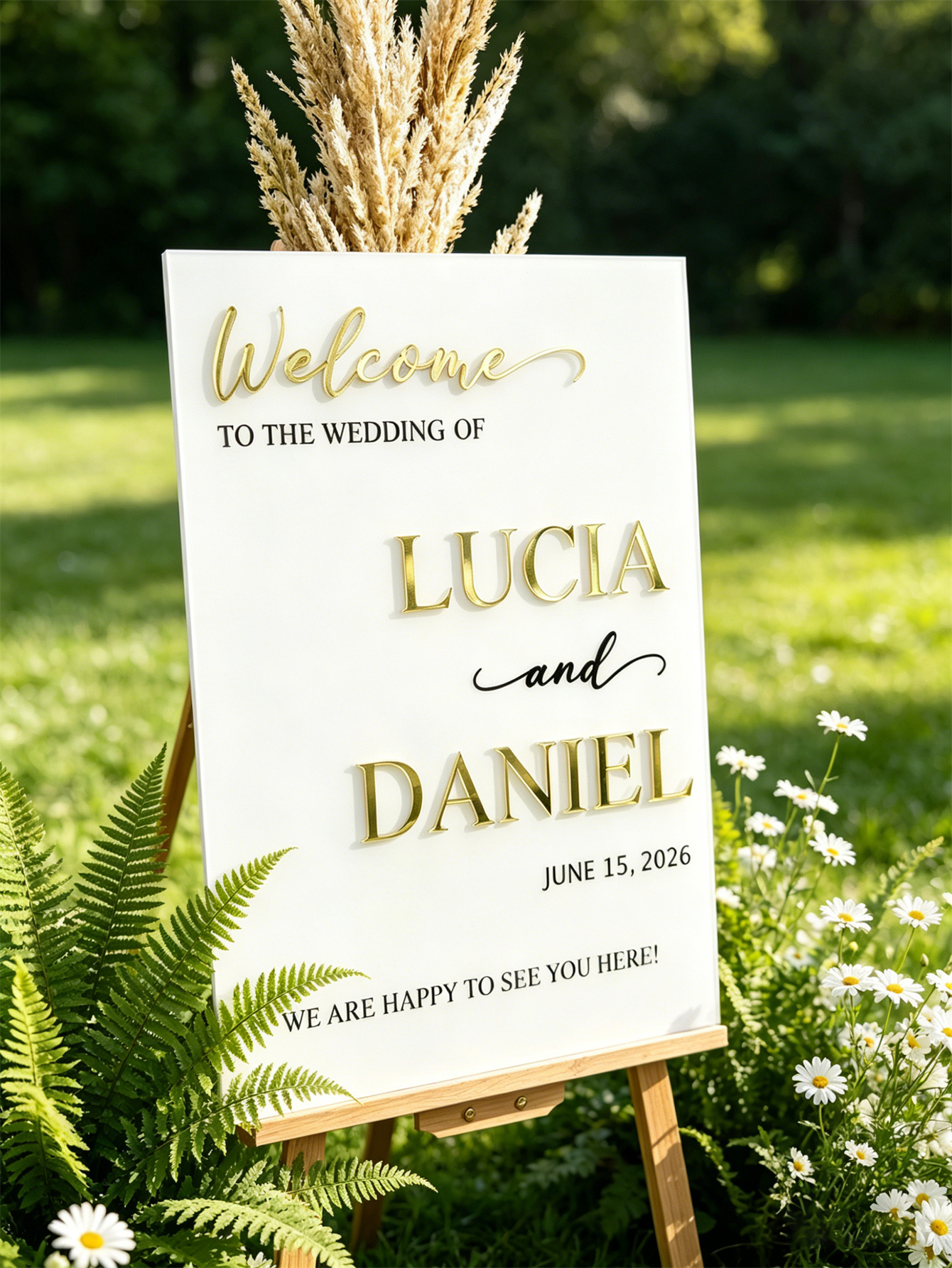 Wedding Welcome Sign - Personalized acrylic wedding welcome sign, modern and fashionable decoration of the wedding entrance. Welcome to our wedding sign