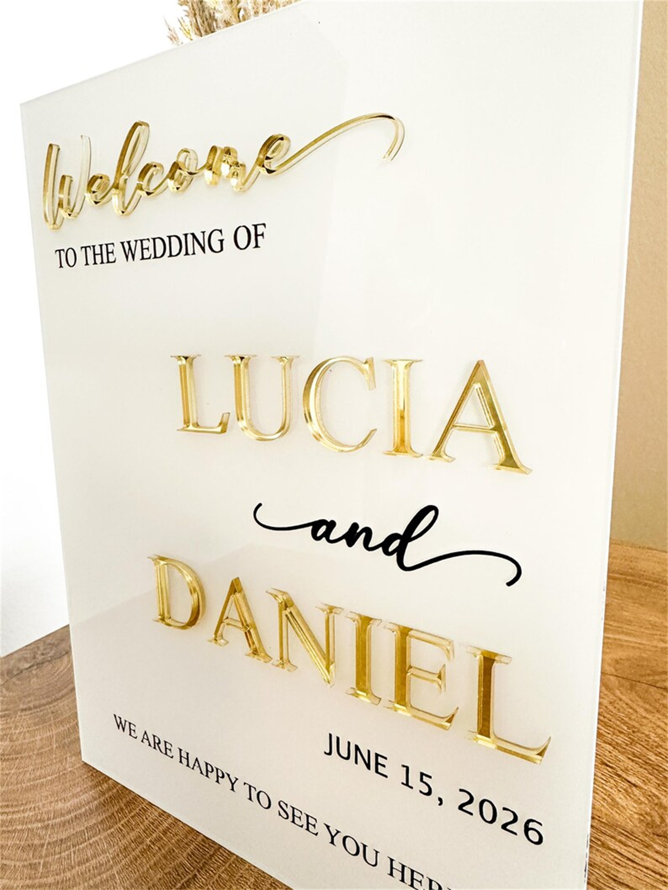 Wedding Welcome Sign - Personalized acrylic wedding welcome sign, modern and fashionable decoration of the wedding entrance. Welcome to our wedding sign