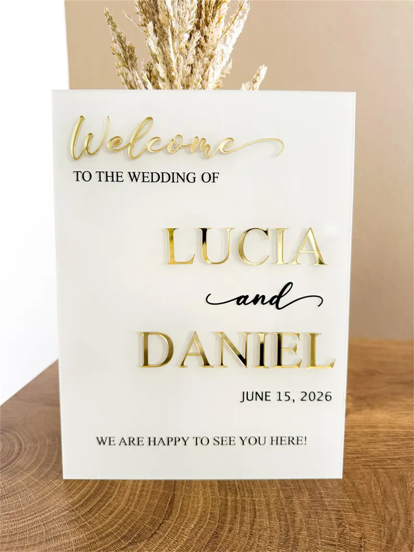 Wedding Welcome Sign - Personalized acrylic wedding welcome sign, modern and fashionable decoration of the wedding entrance. Welcome to our wedding sign
