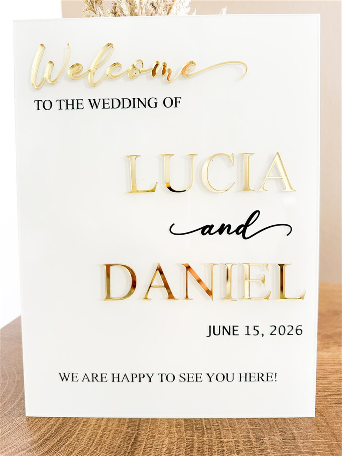 Wedding Welcome Sign - Personalized acrylic wedding welcome sign, modern and fashionable decoration of the wedding entrance. Welcome to our wedding sign