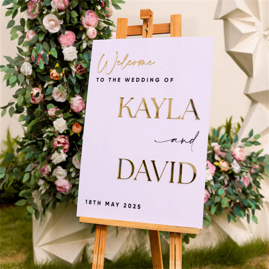 Wedding Welcome Sign - Personalized acrylic wedding welcome sign, modern and fashionable decoration of the wedding entrance. Welcome to our wedding sign