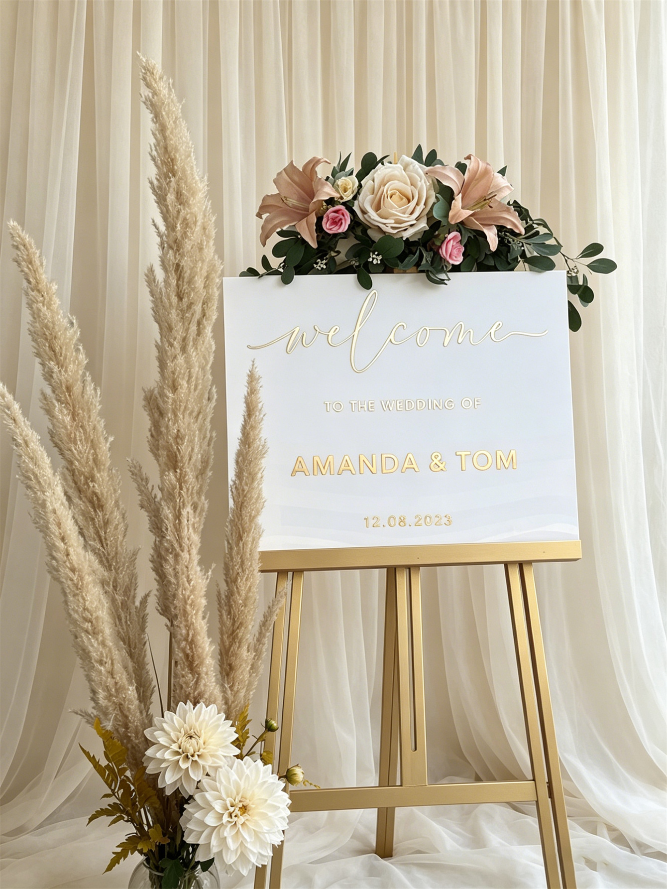 Wedding Welcome Sign - Personalized acrylic wedding welcome sign, modern and fashionable decoration of the wedding entrance. Welcome to our wedding sign