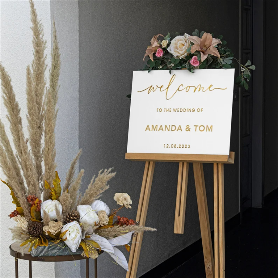 Wedding Welcome Sign - Personalized acrylic wedding welcome sign, modern and fashionable decoration of the wedding entrance. Welcome to our wedding sign