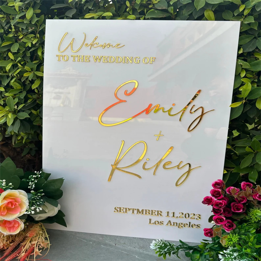 Wedding Welcome Sign - Personalized acrylic wedding welcome sign, modern and fashionable decoration of the wedding entrance. Welcome to our wedding sign