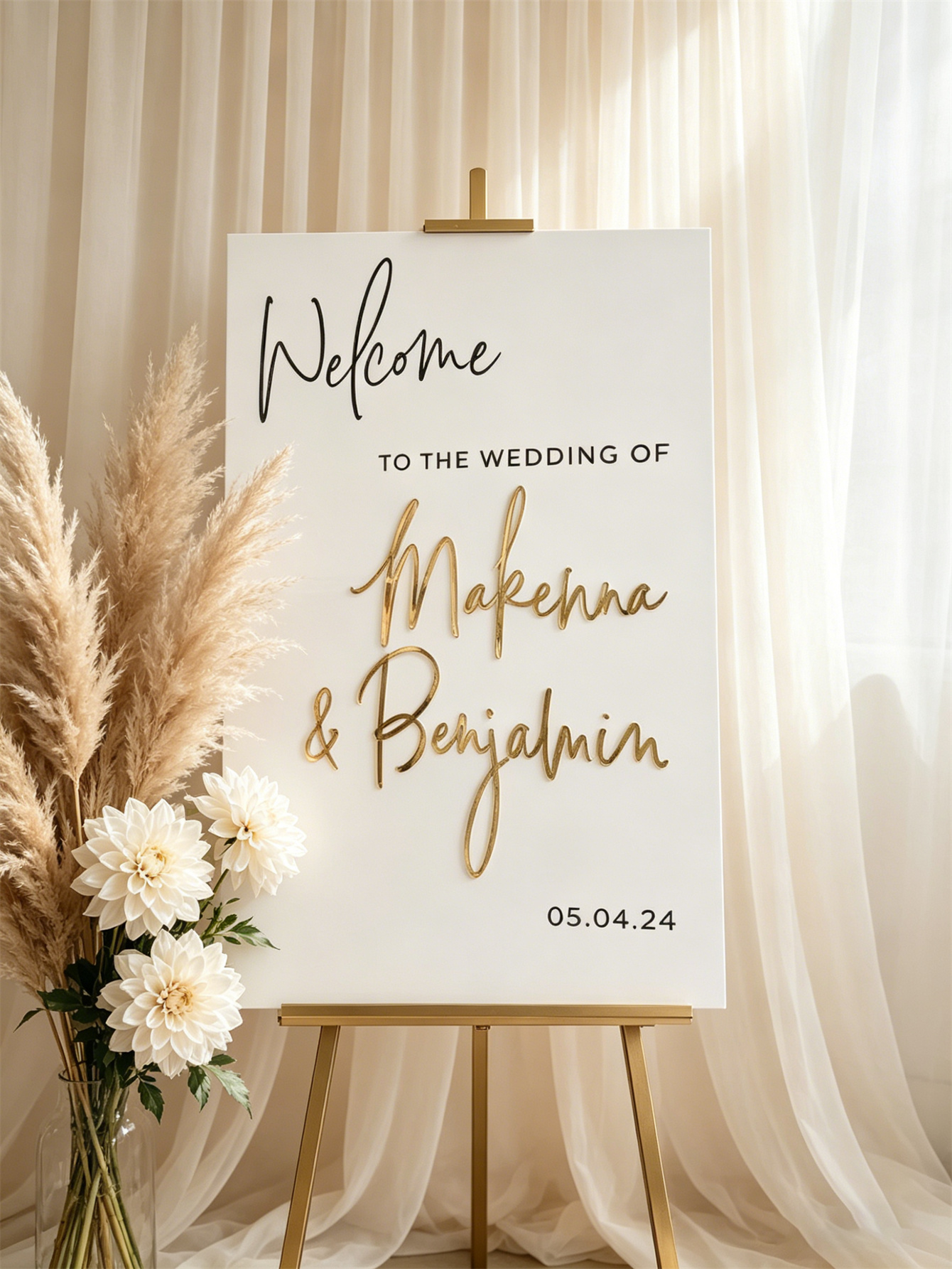 Wedding Welcome Sign - Personalized acrylic wedding welcome sign, modern and fashionable decoration of the wedding entrance. Welcome to our wedding sign