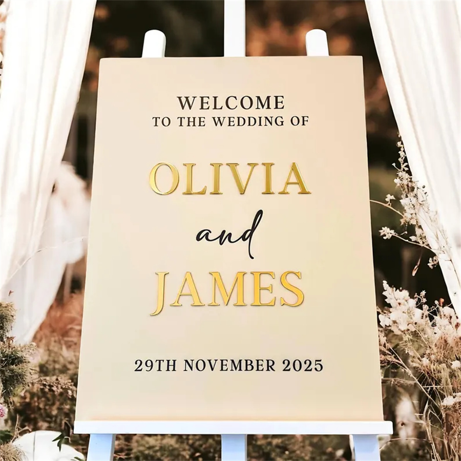 Wedding Welcome Sign - Personalized acrylic wedding welcome sign, modern and fashionable decoration of the wedding entrance. Welcome to our wedding sign