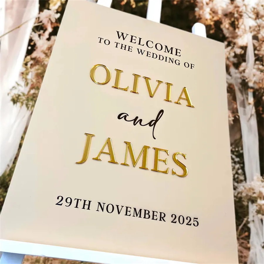 Wedding Welcome Sign - Personalized acrylic wedding welcome sign, modern and fashionable decoration of the wedding entrance. Welcome to our wedding sign