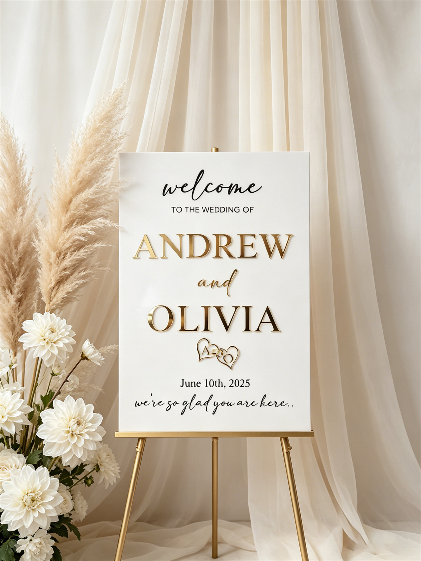 Wedding Welcome Sign - Personalized acrylic wedding welcome sign, modern and fashionable decoration of the wedding entrance. Welcome to our wedding sign
