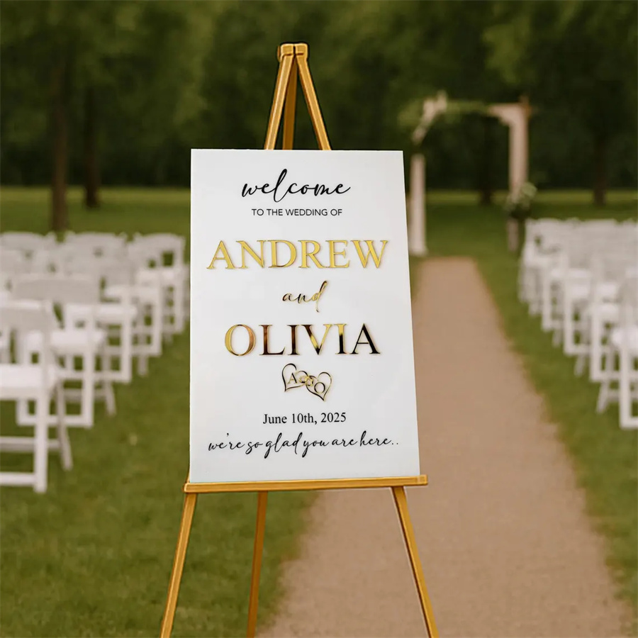 Wedding Welcome Sign - Personalized acrylic wedding welcome sign, modern and fashionable decoration of the wedding entrance. Welcome to our wedding sign
