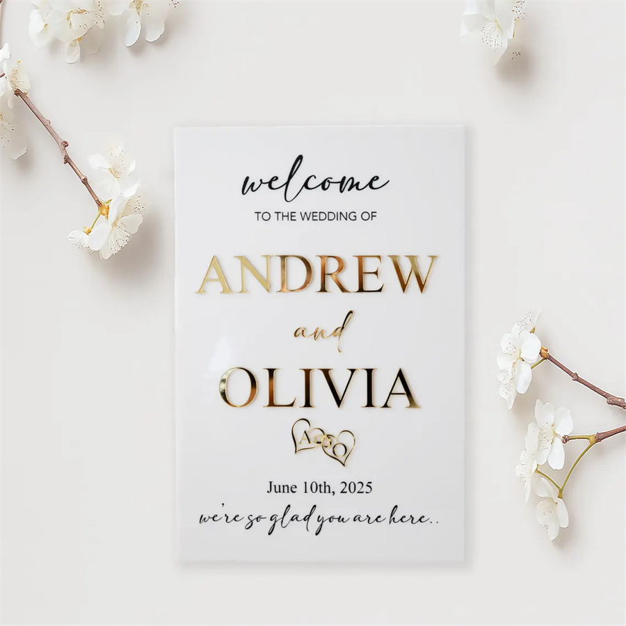 Wedding Welcome Sign - Personalized acrylic wedding welcome sign, modern and fashionable decoration of the wedding entrance. Welcome to our wedding sign