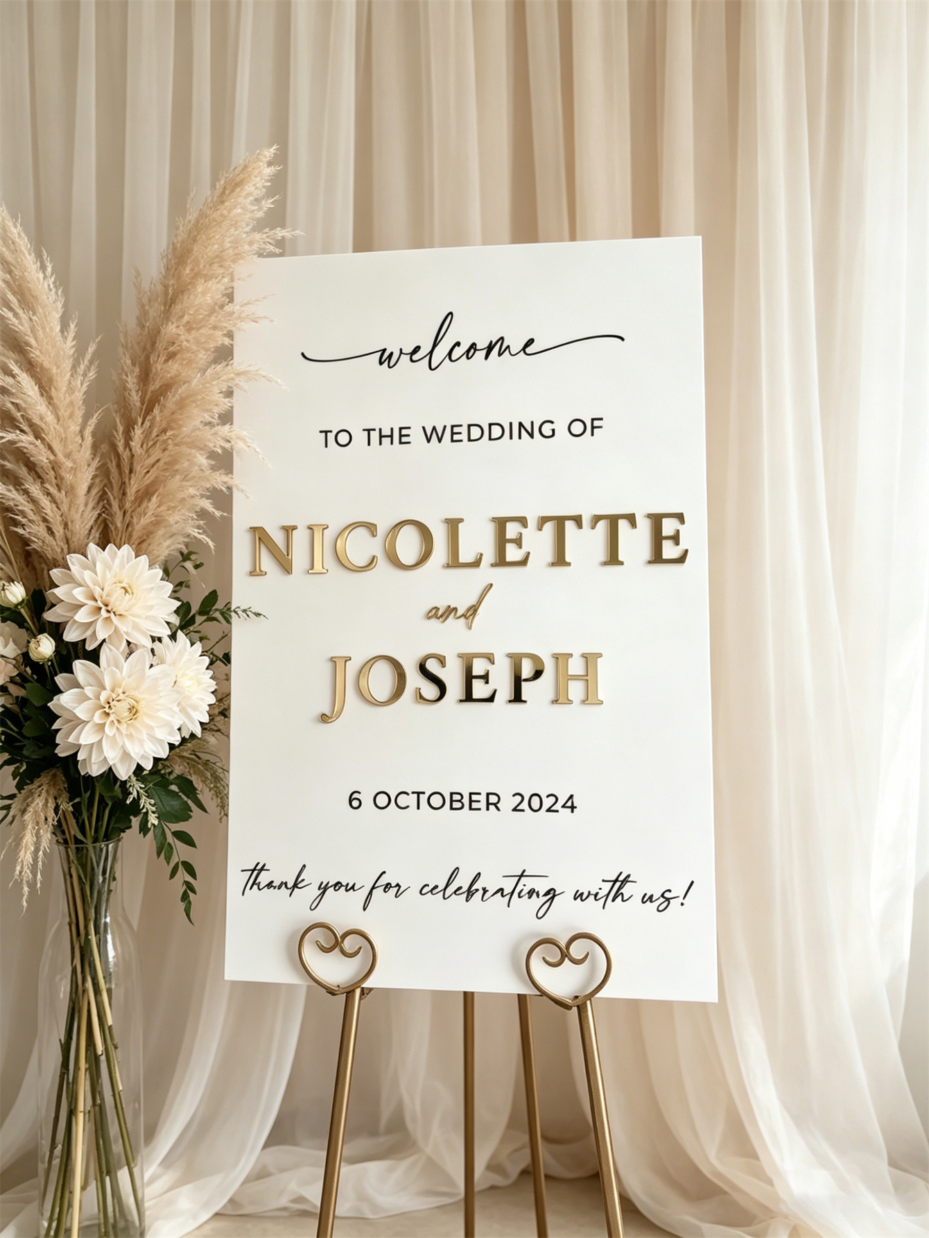 Wedding Welcome Sign - Personalized acrylic wedding welcome sign, modern and fashionable decoration of the wedding entrance. Welcome to our wedding sign