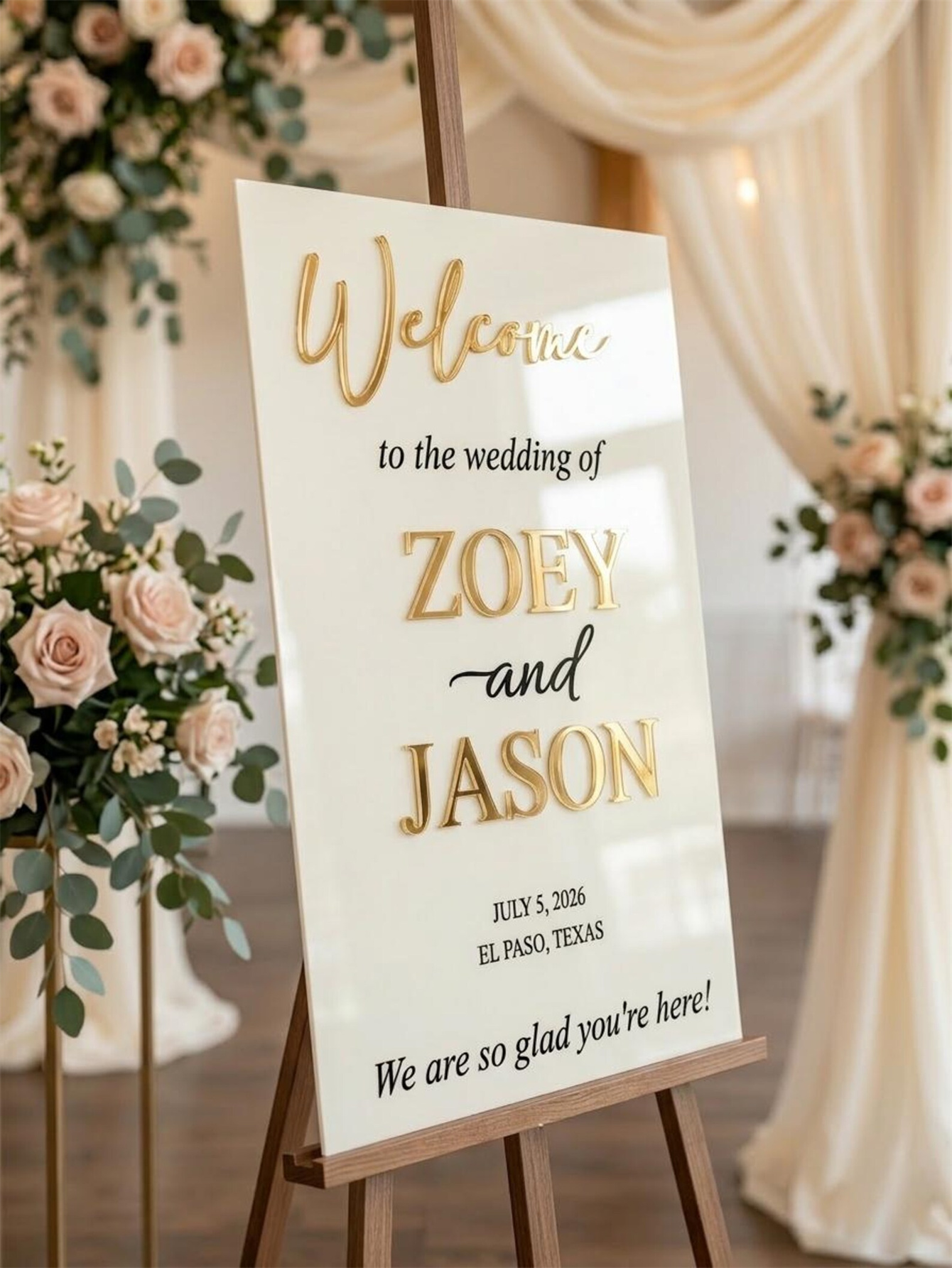 Wedding Welcome Sign - Personalized acrylic wedding welcome sign, modern and fashionable decoration of the wedding entrance. Welcome to our wedding sign
