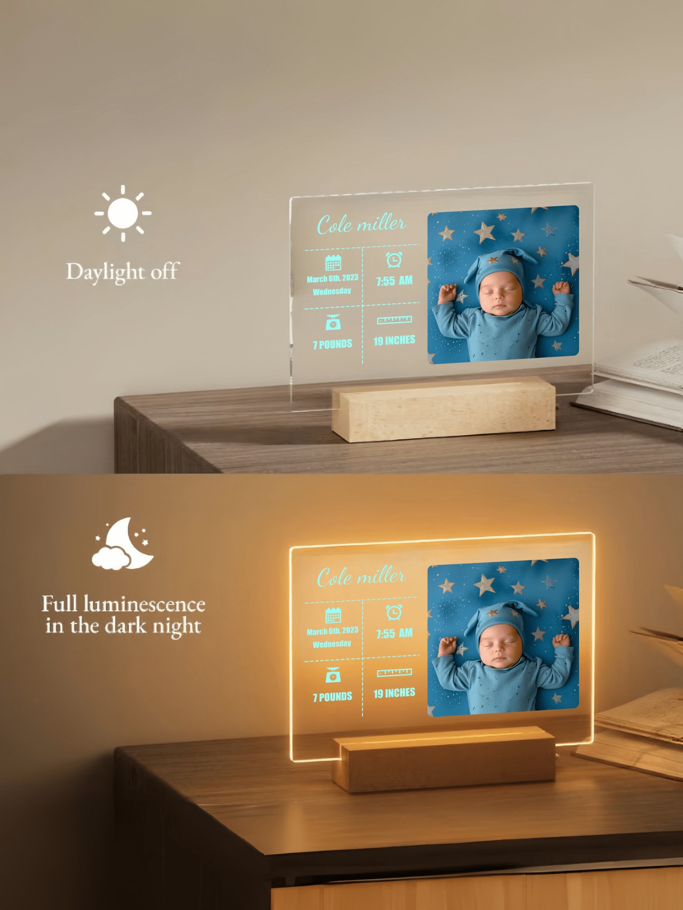 Personalized Couples Heart Photo Night Light