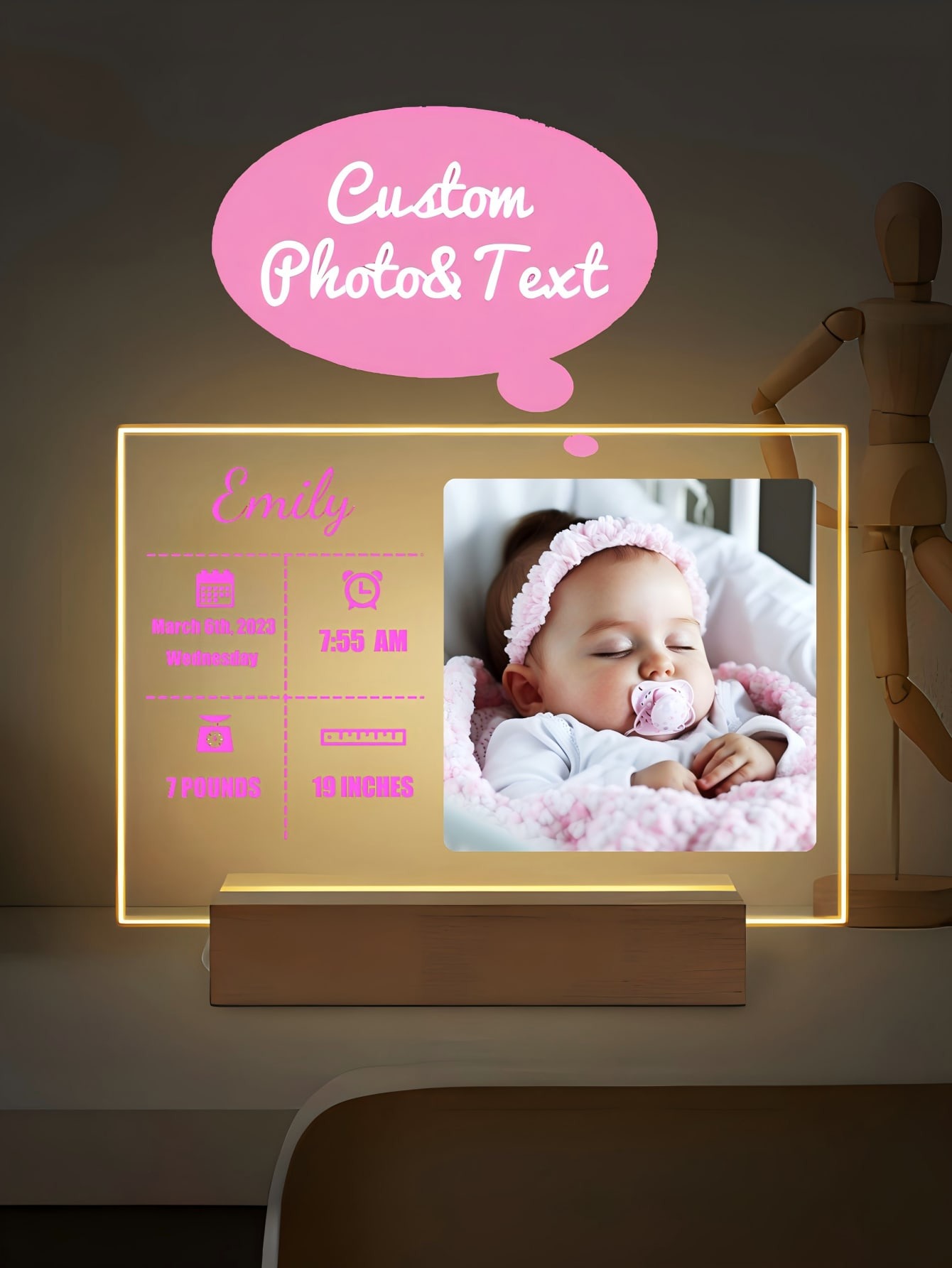 Personalized Couples Heart Photo Night Light