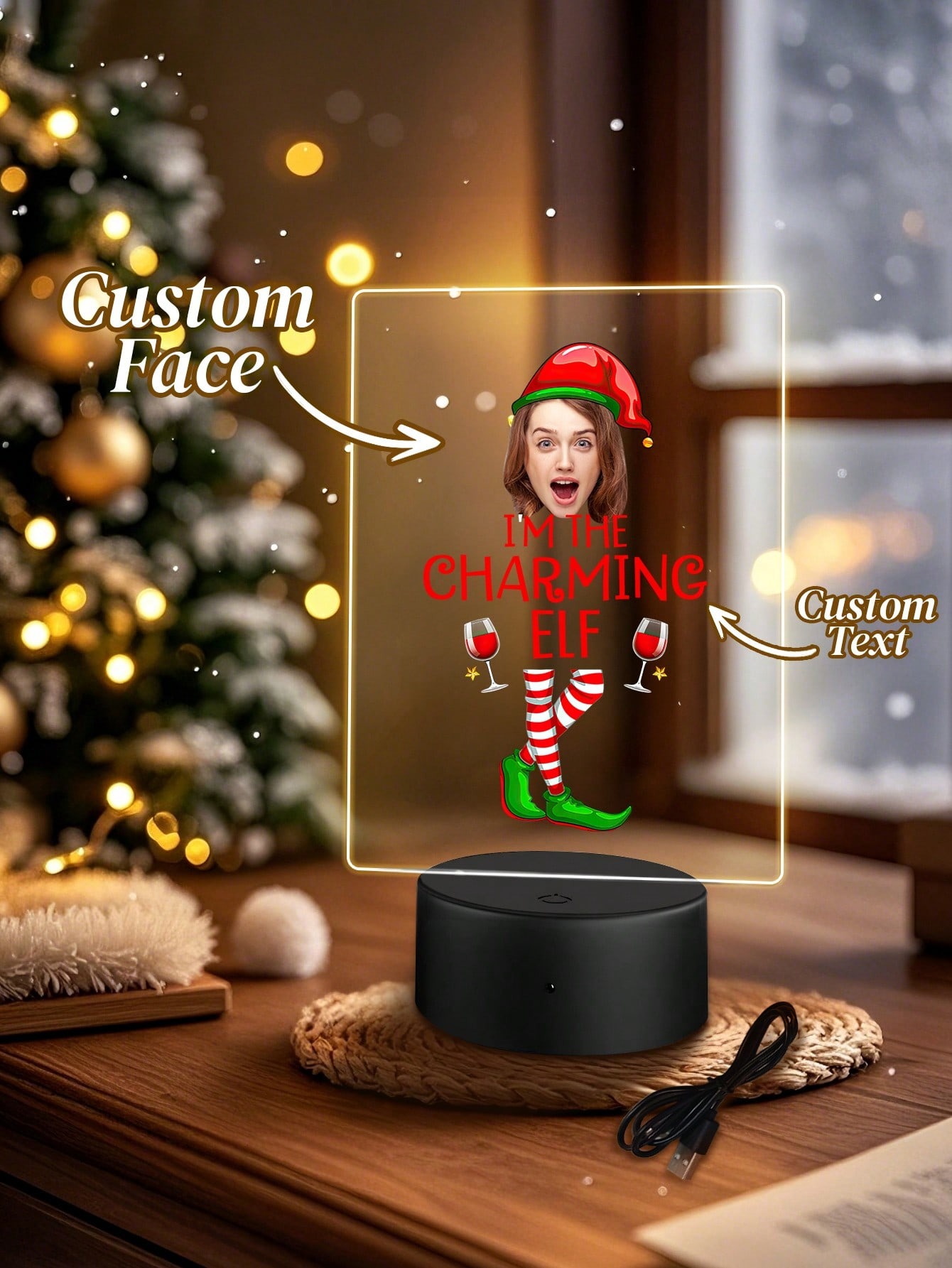 Custom Elf Photo Night Light