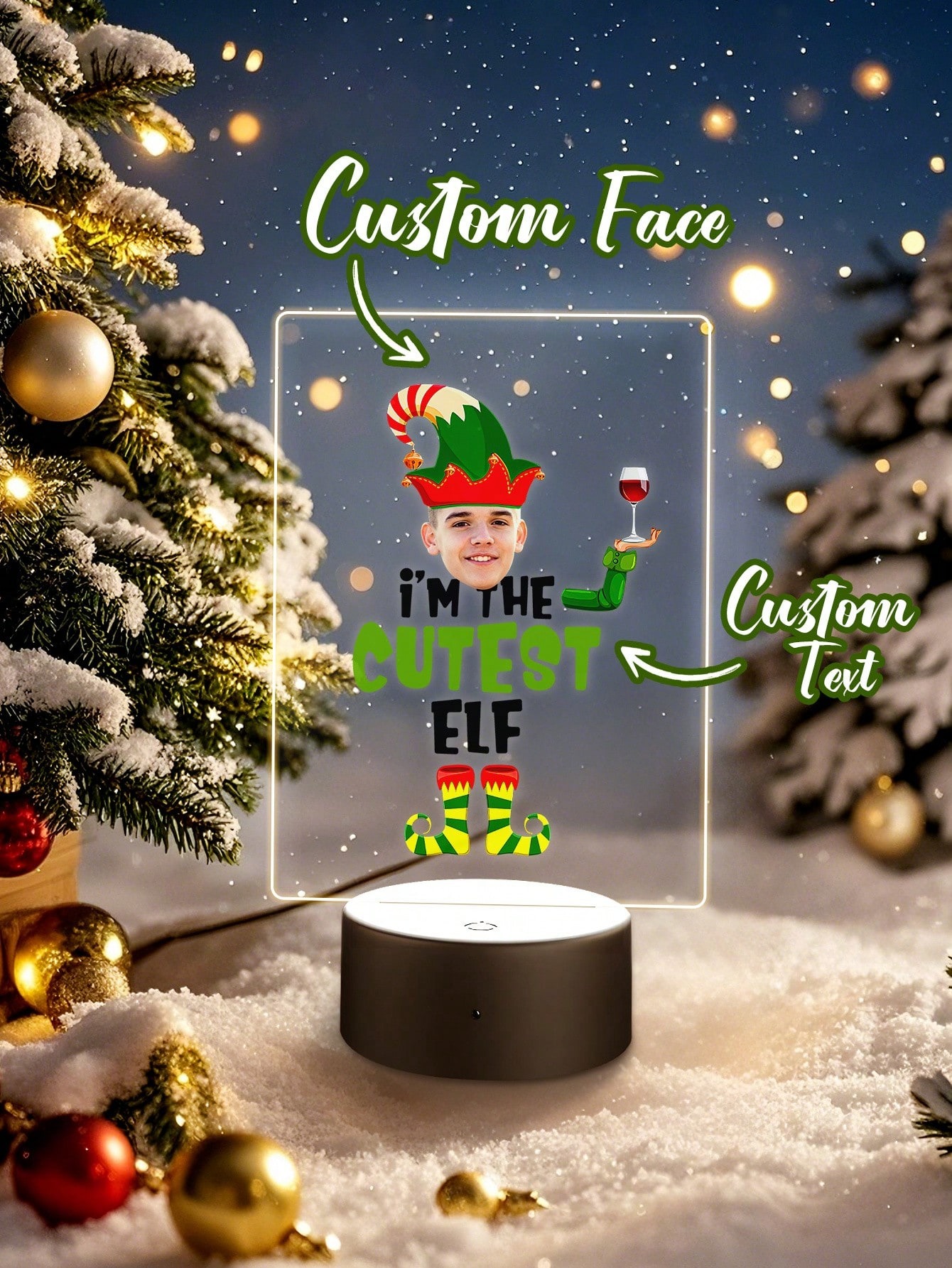 Custom Elf Photo Night Light