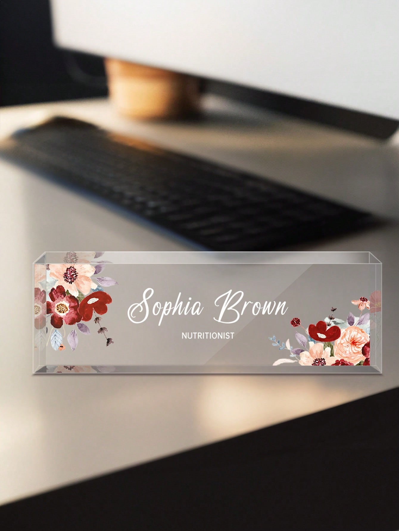 Floral Design Custom Acrylic Nameplate