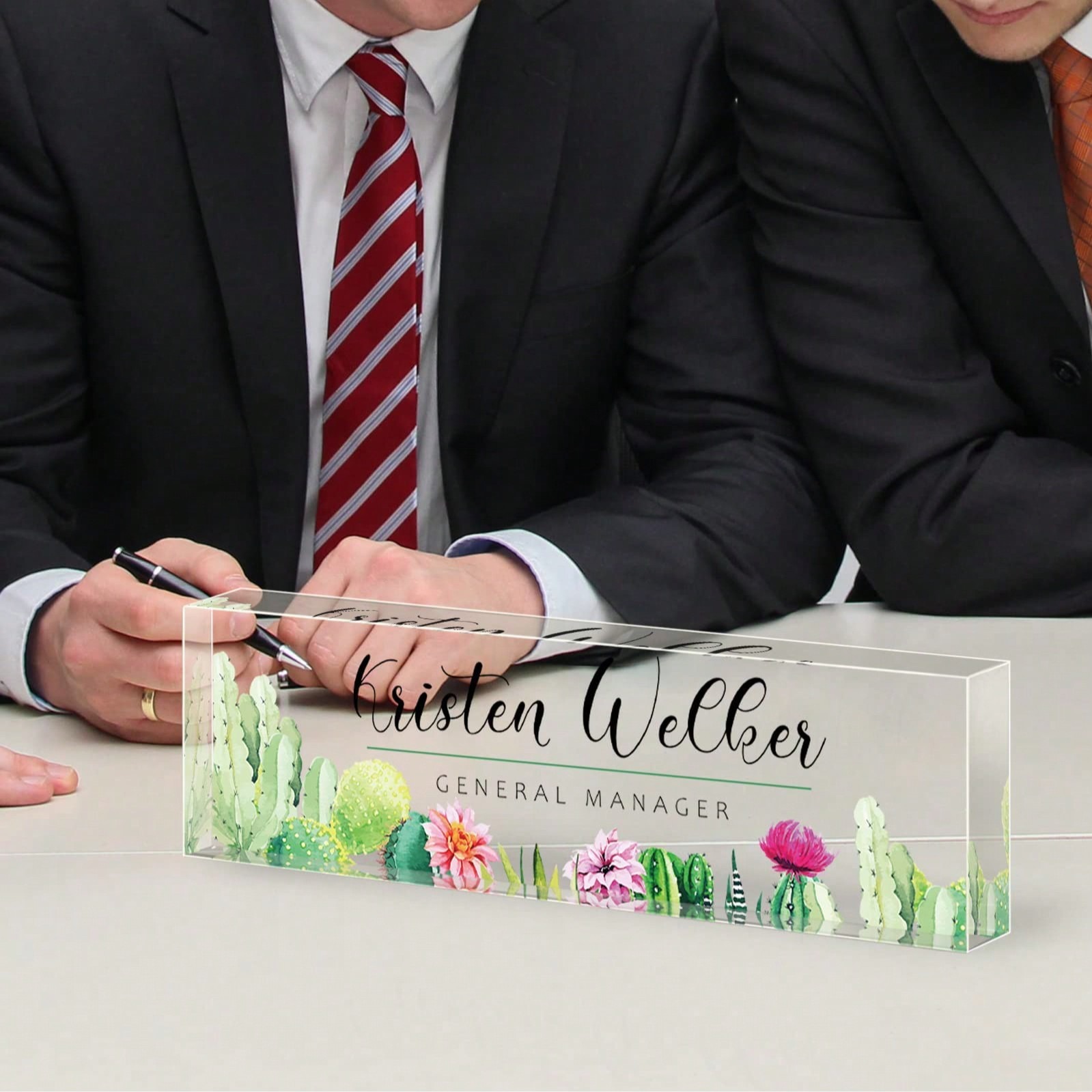 Personalized Floral Acrylic Desk Nameplate