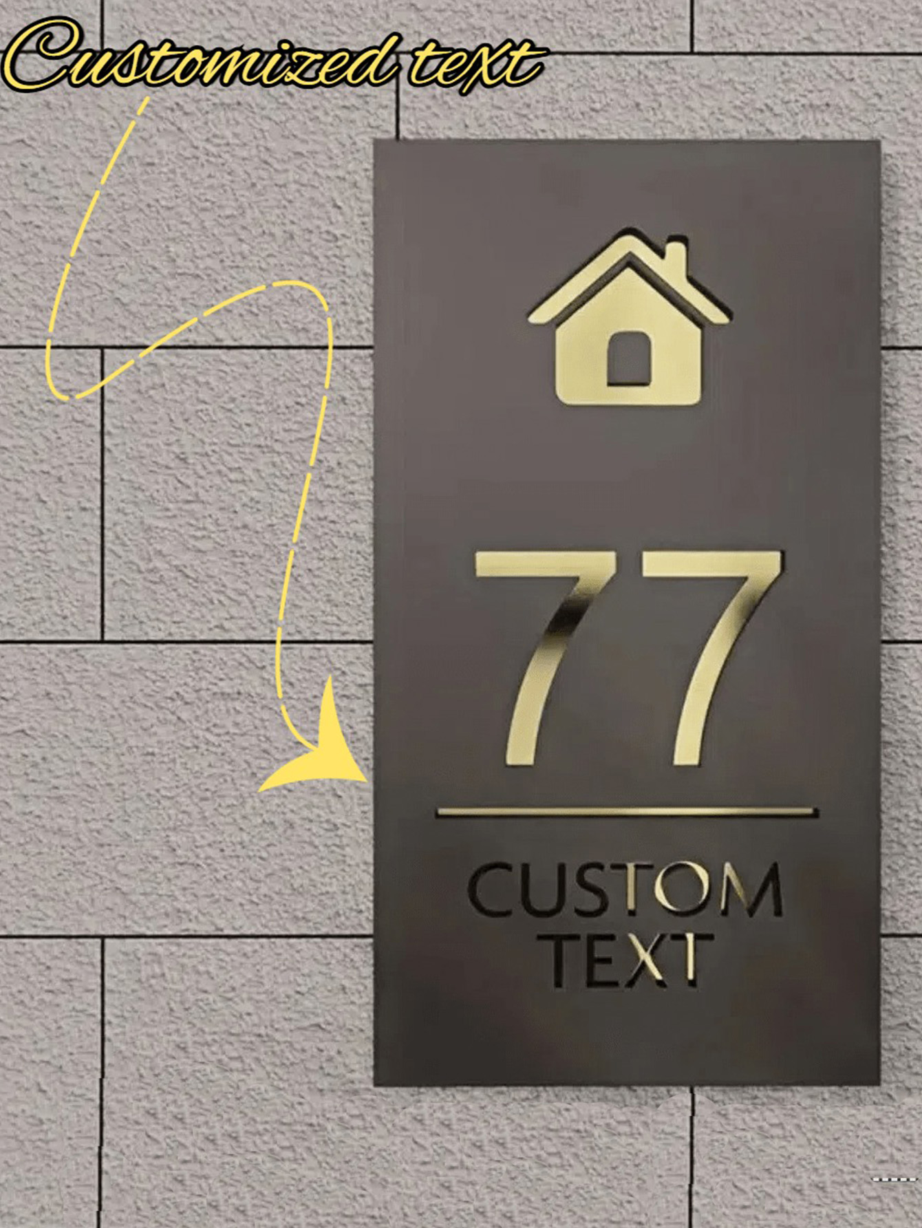 Customize Acrylic House Number Sign in Black & Gold