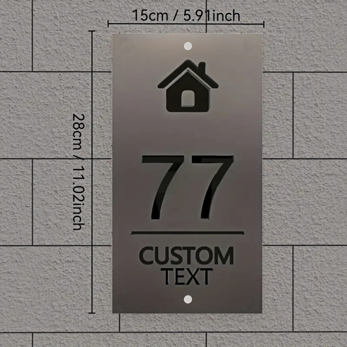 Customize Acrylic House Number Sign in Black & Gold