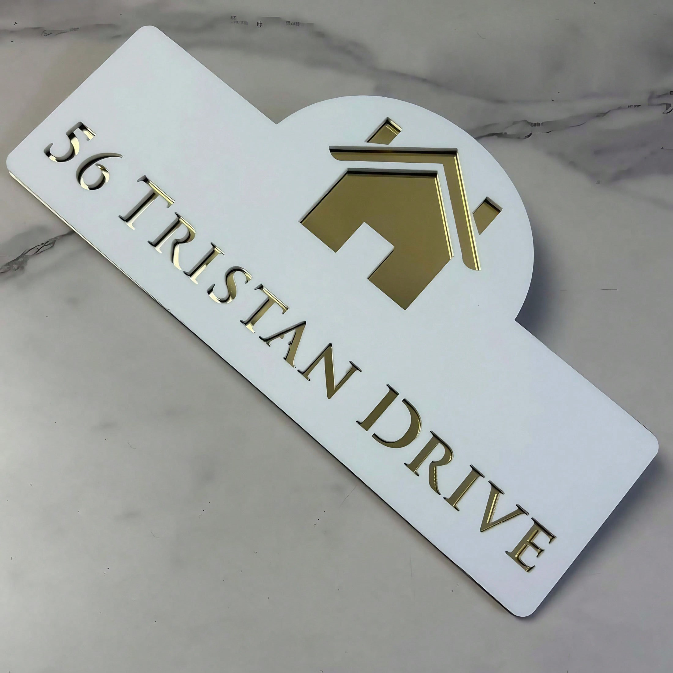 Gold Acrylic House Number Sign