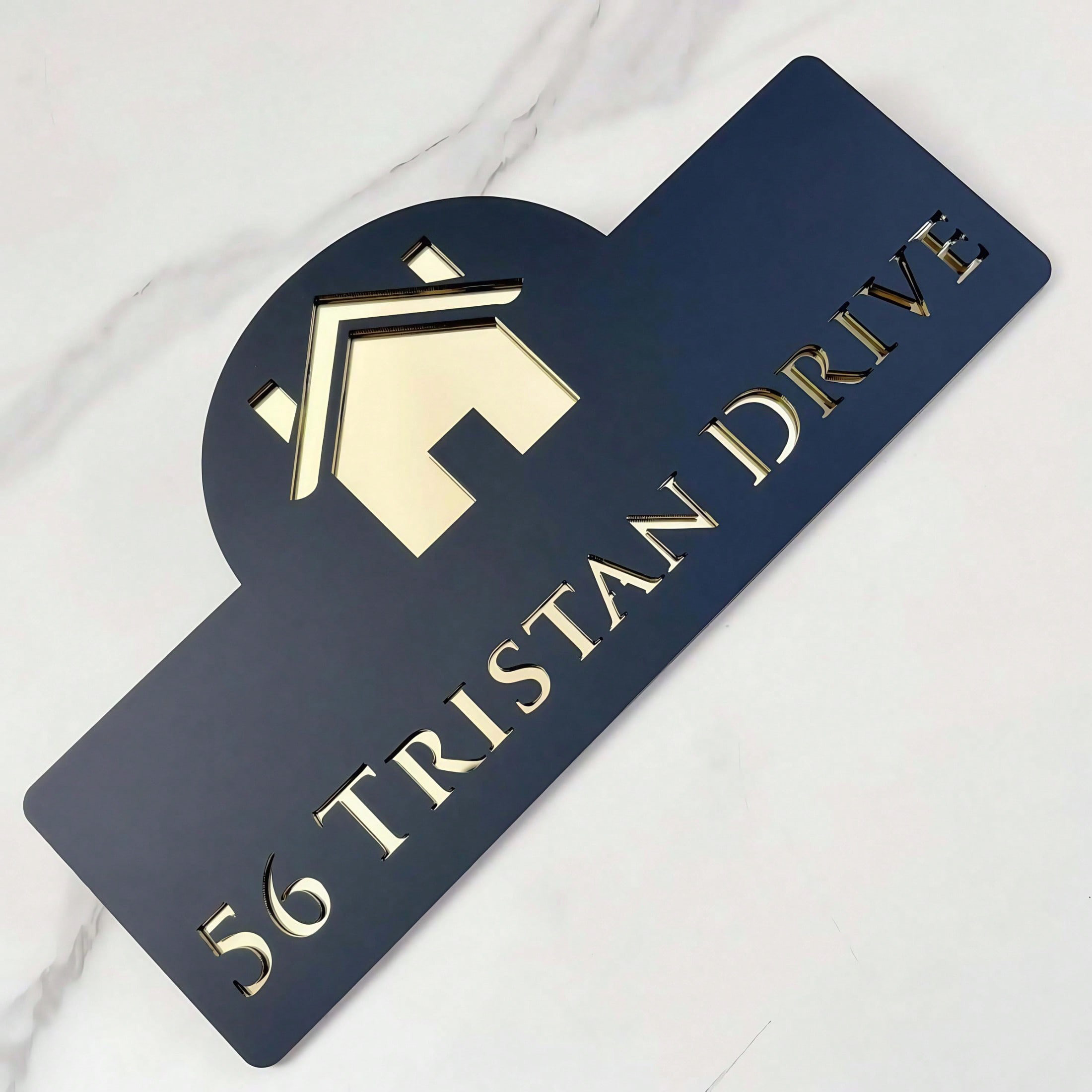 Gold Acrylic House Number Sign