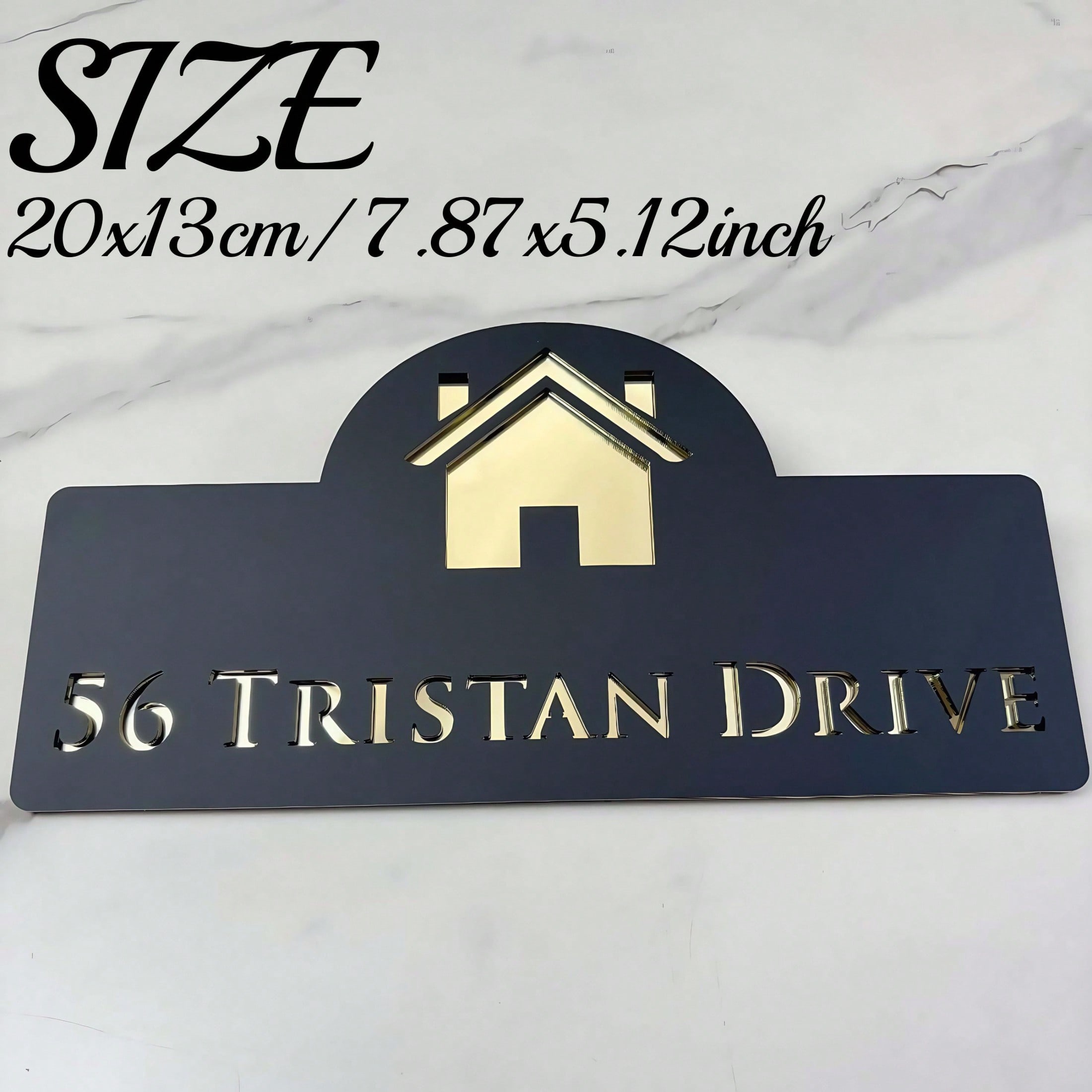 Gold Acrylic House Number Sign