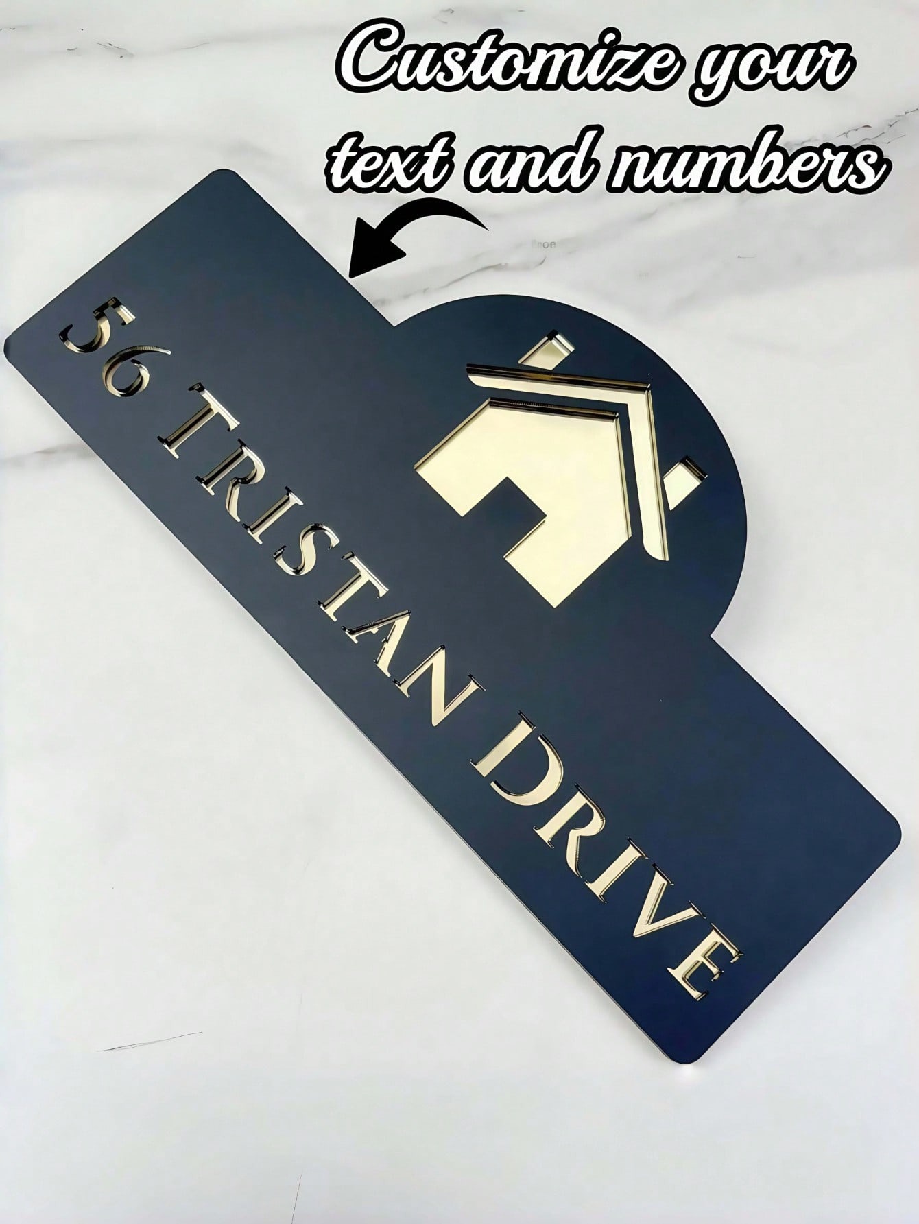 Gold Acrylic House Number Sign