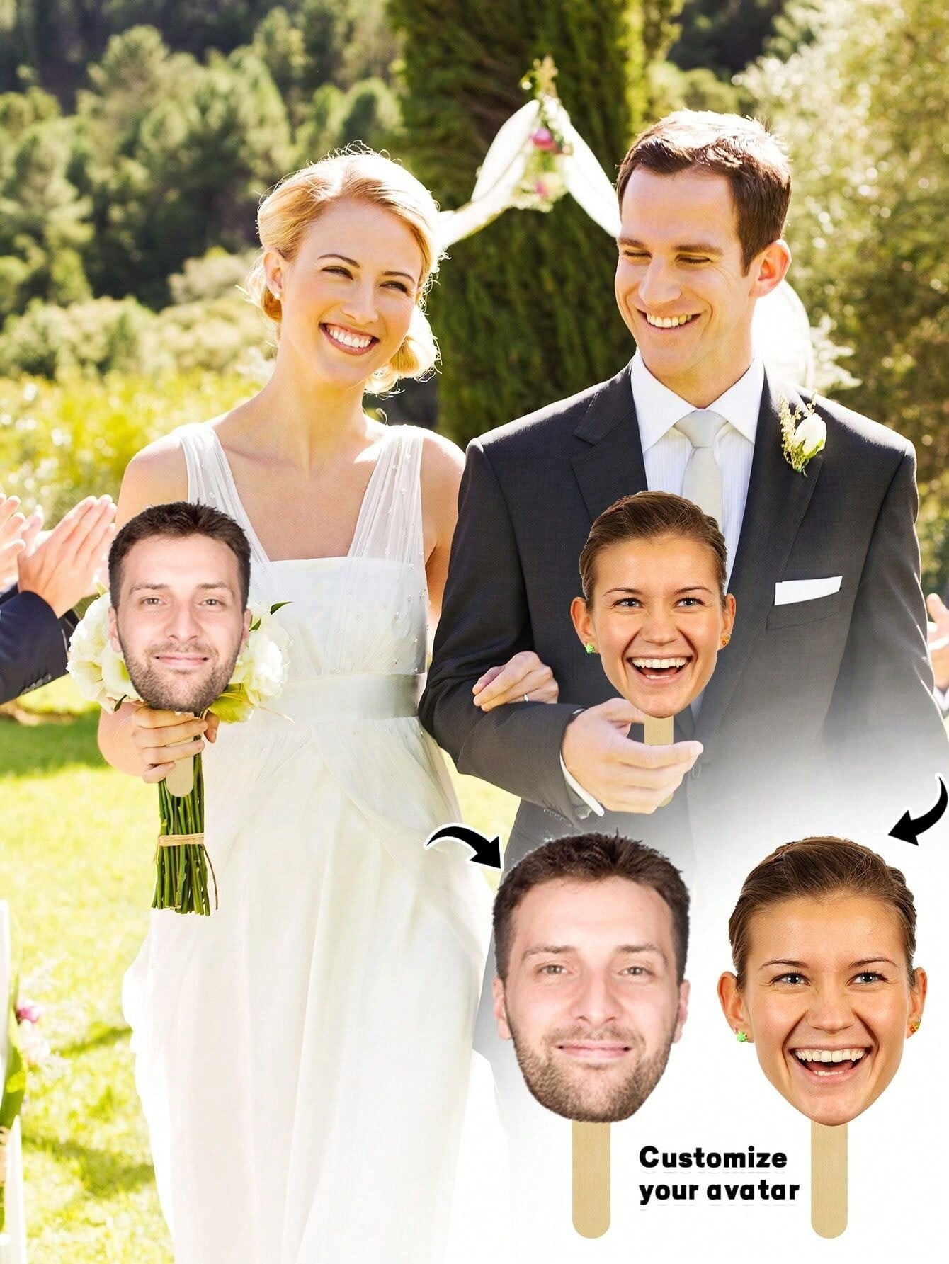 Customizable Big Faces On A Stick Fun Party Decoration