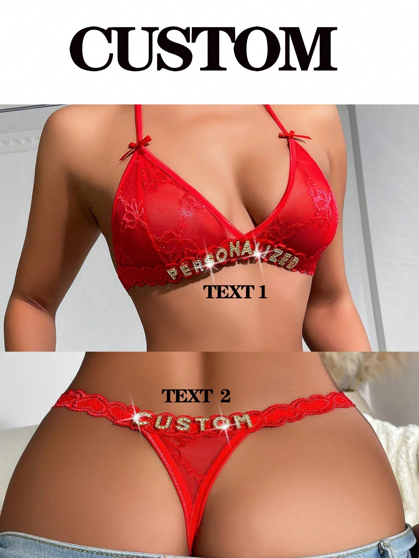 Custom Sexy Lingerie 1 Set Low Waist Design