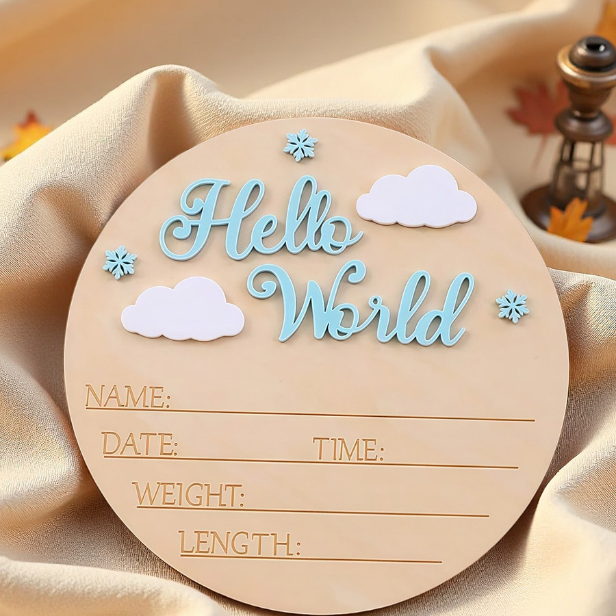 Custom Wooden Hello World Baby Sign