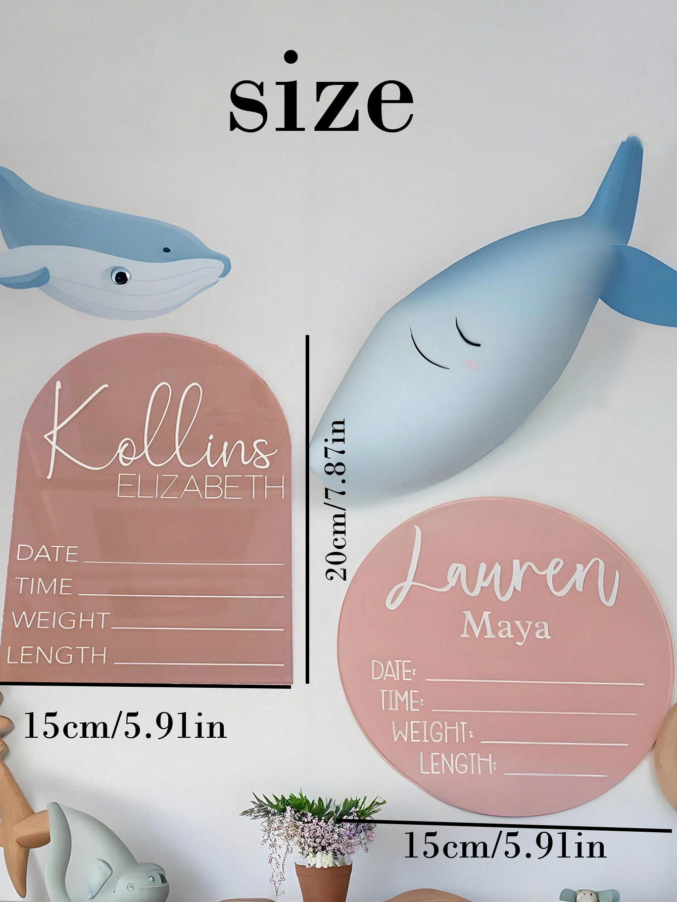 Pink Acrylic Baby Birth Stat Sign