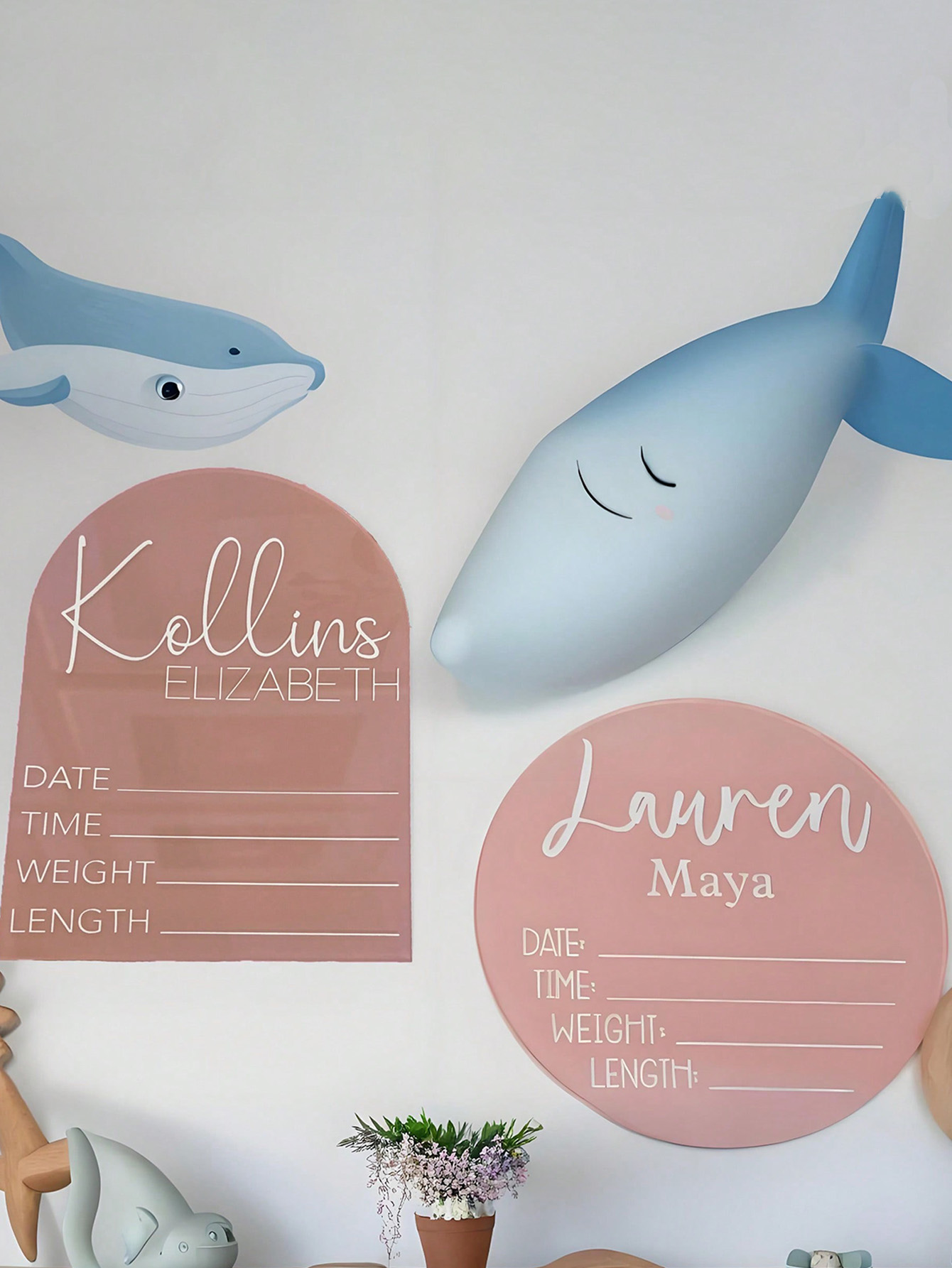 Pink Acrylic Baby Birth Stat Sign