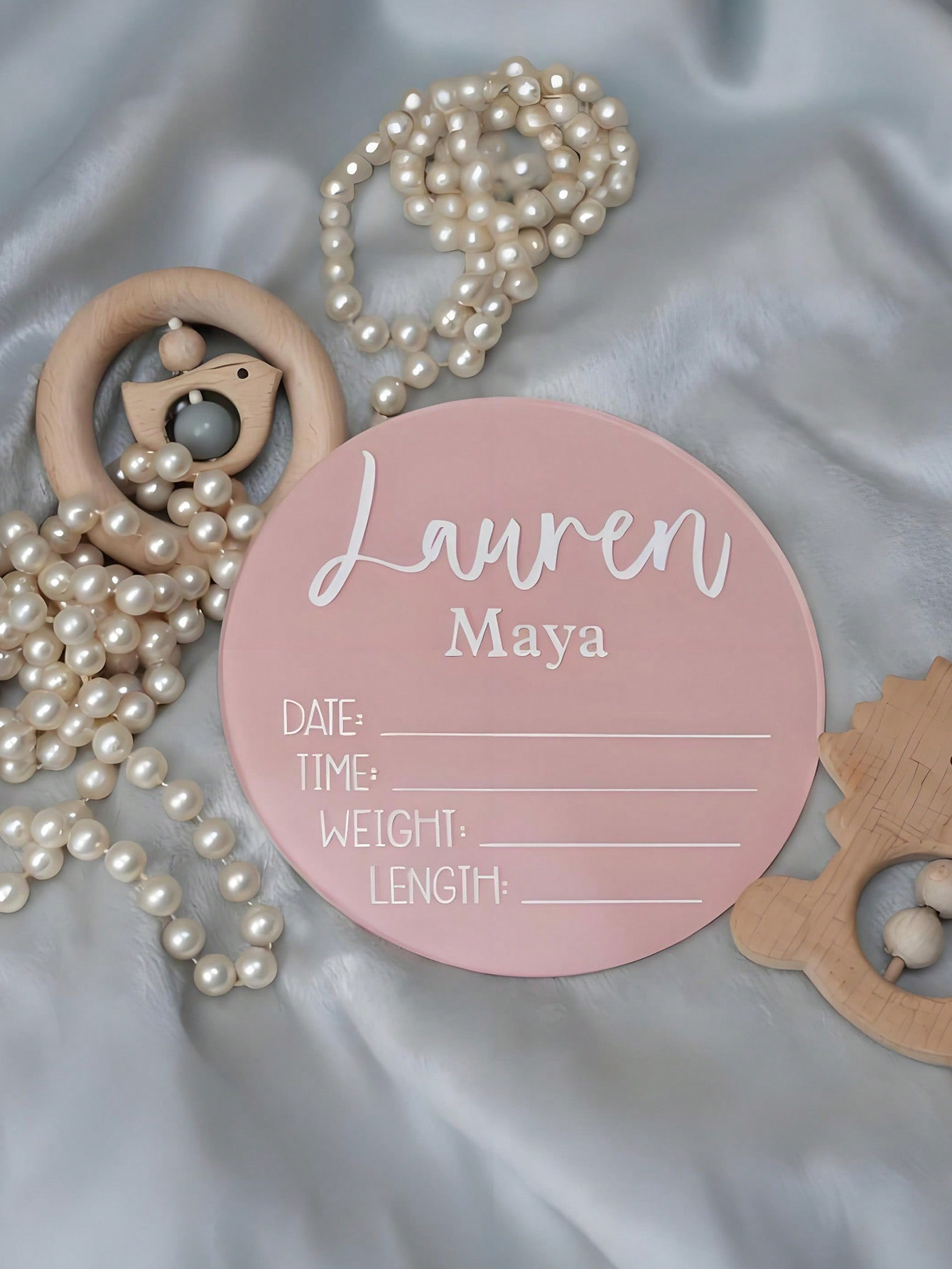 Pink Acrylic Baby Birth Stat Sign