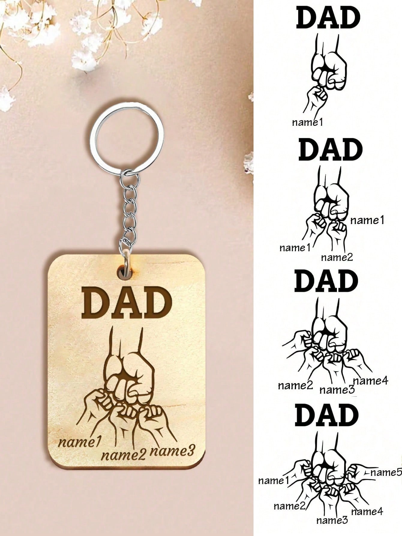 Wooden Keychain - Customizable New Dad Gift.