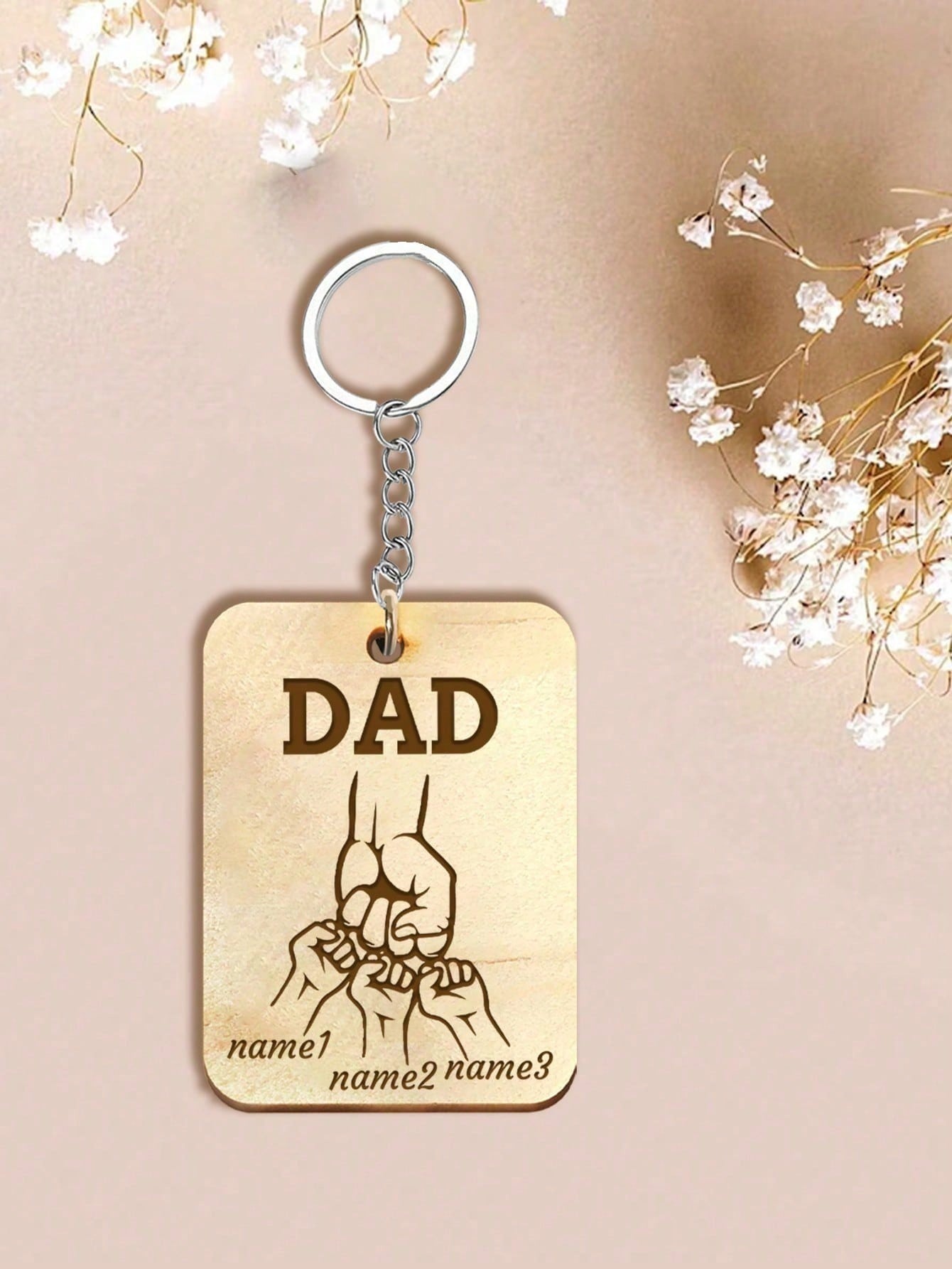Wooden Keychain - Customizable New Dad Gift.