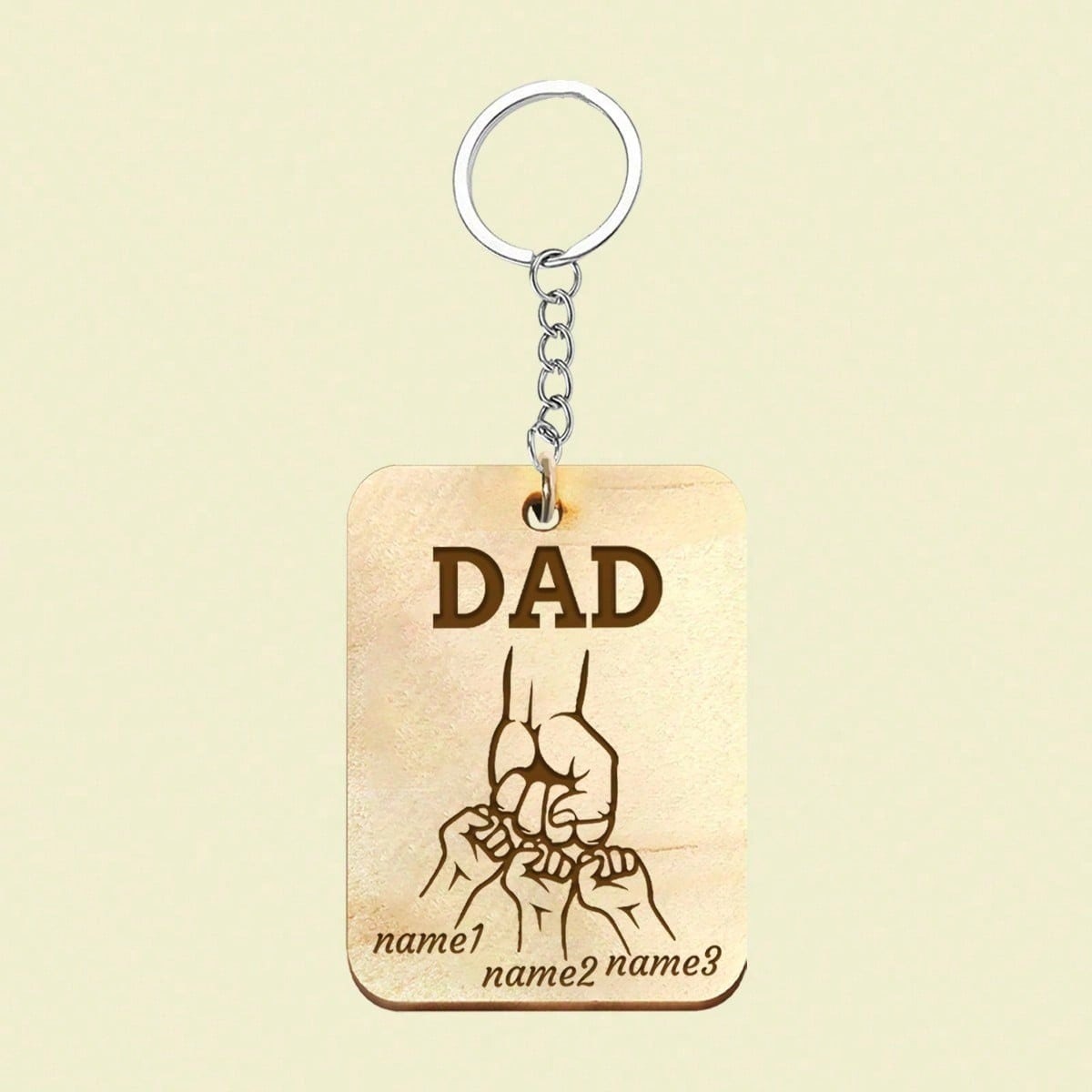 Wooden Keychain - Customizable New Dad Gift.
