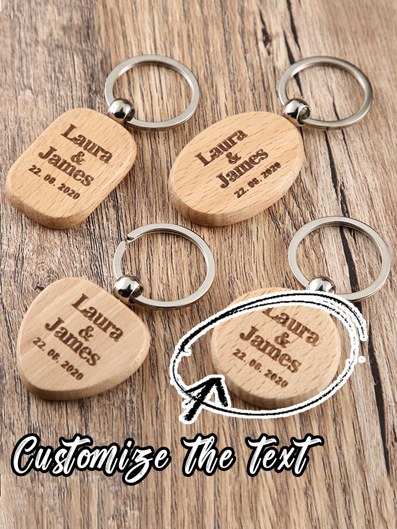 Custom Engraved Wooden Keychain with Name