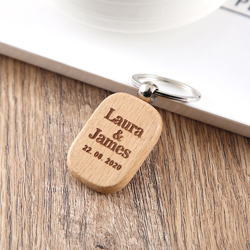 Custom Engraved Wooden Keychain with Name
