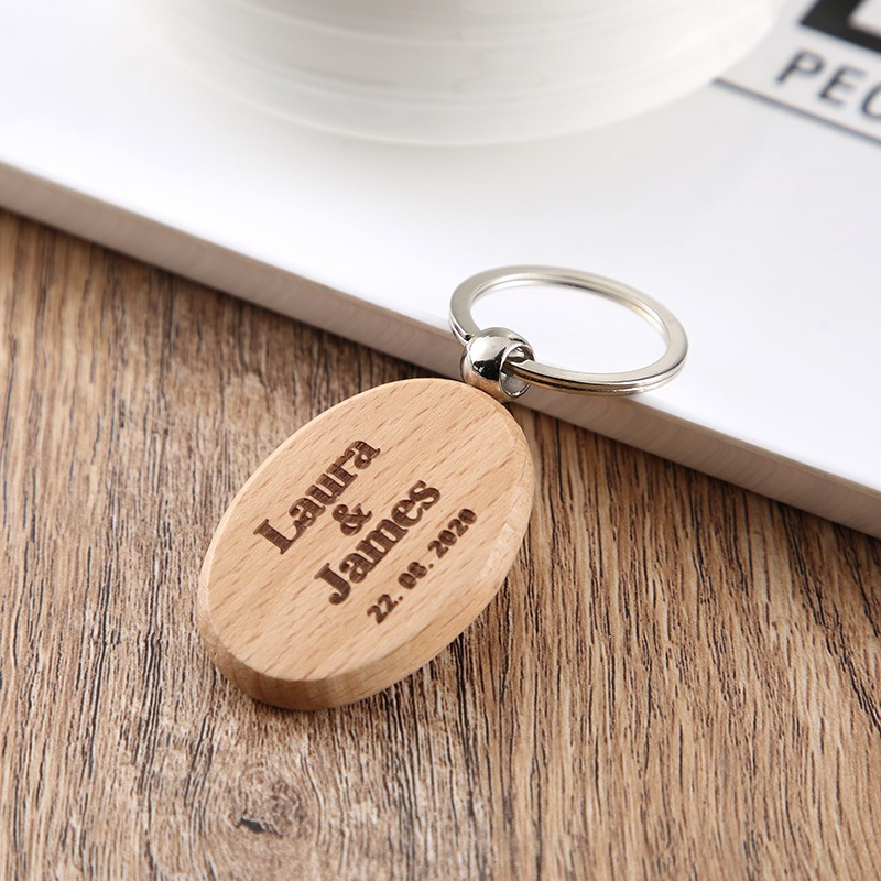 Custom Engraved Wooden Keychain with Name