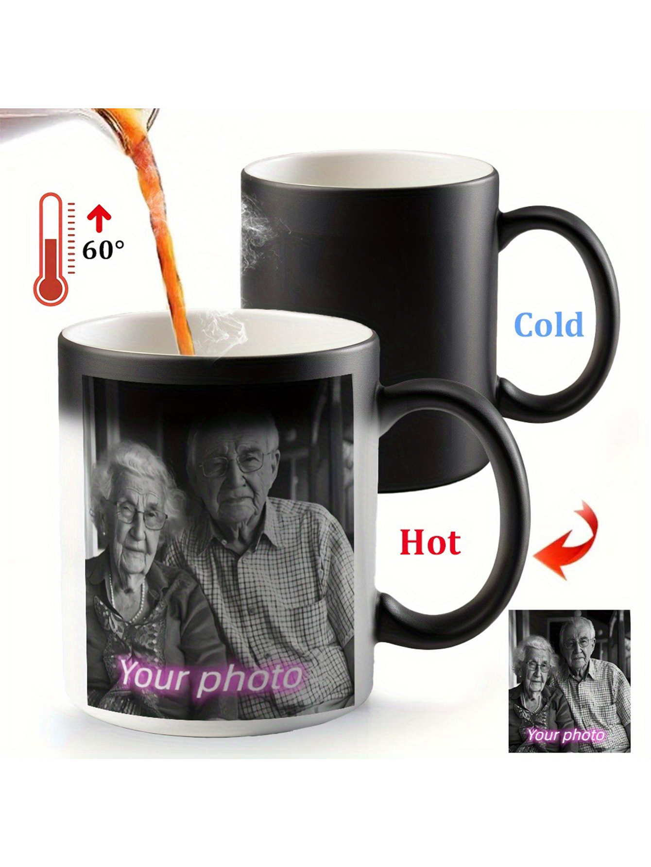 Custom Photo Magic Heart-Handle Mug