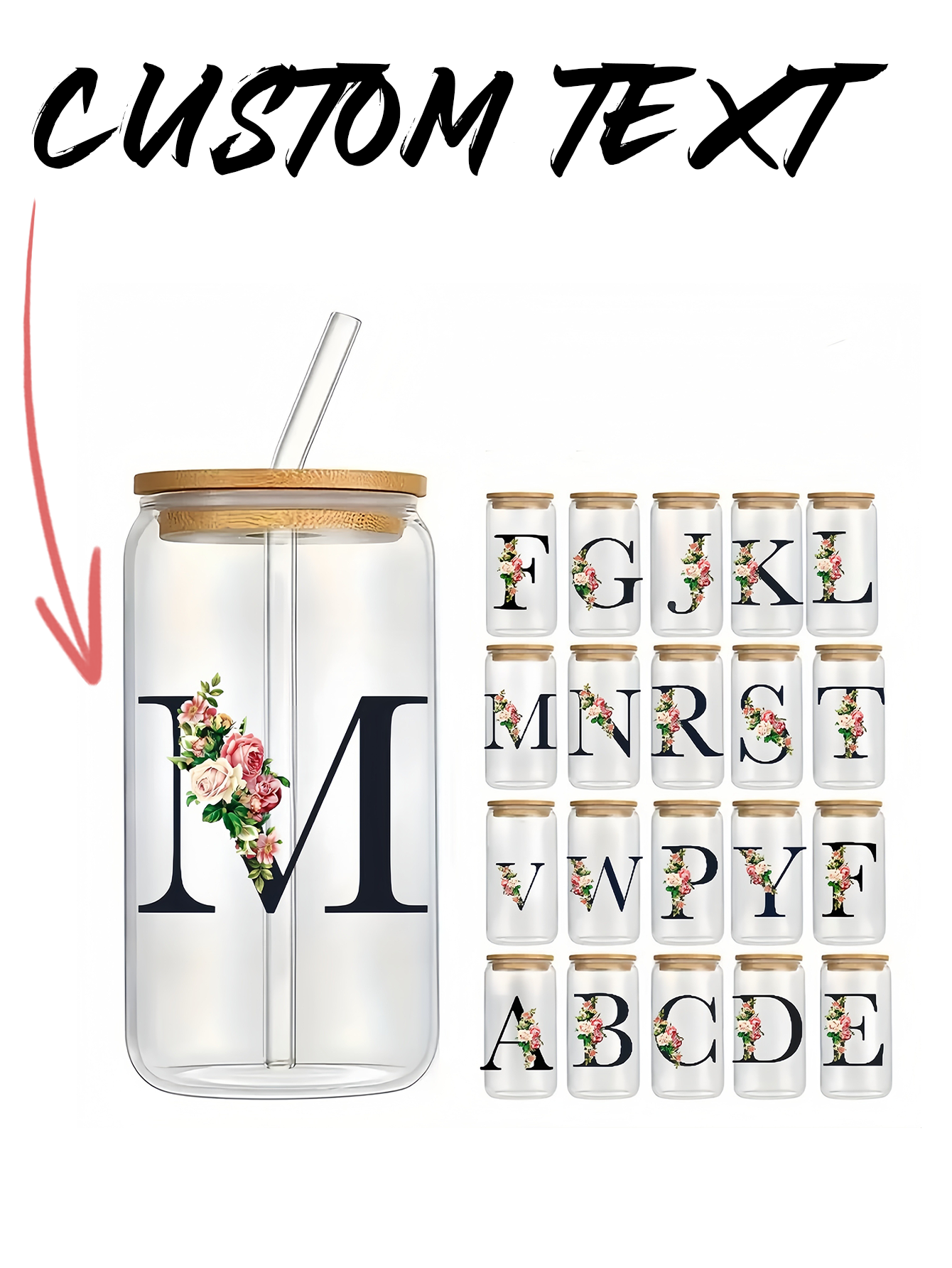 A personalized gift, featuring custom lettering, a bamboo lid and straw—a thoughtful gift, a stylish cup, and a trendy mug.