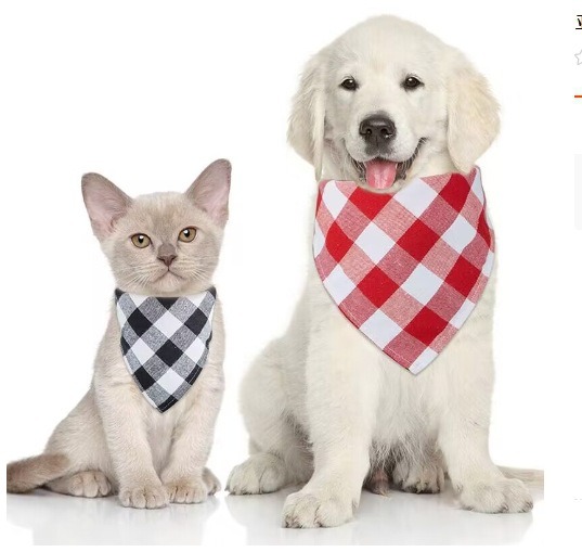 Customizable Embroidered Gingham Pet Bandana Bib