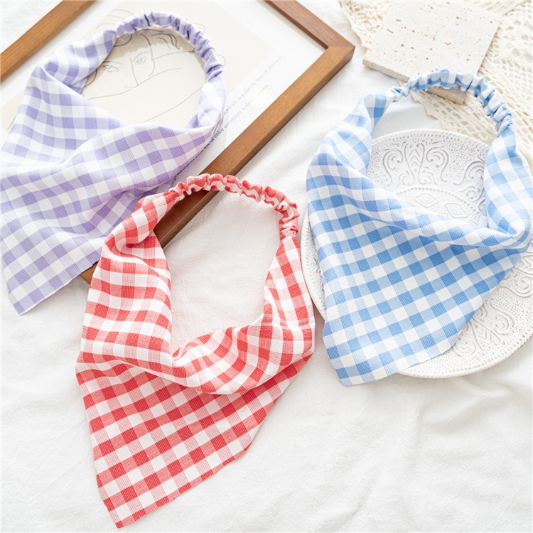 Customizable Embroidered Gingham Pet Bandana Bib