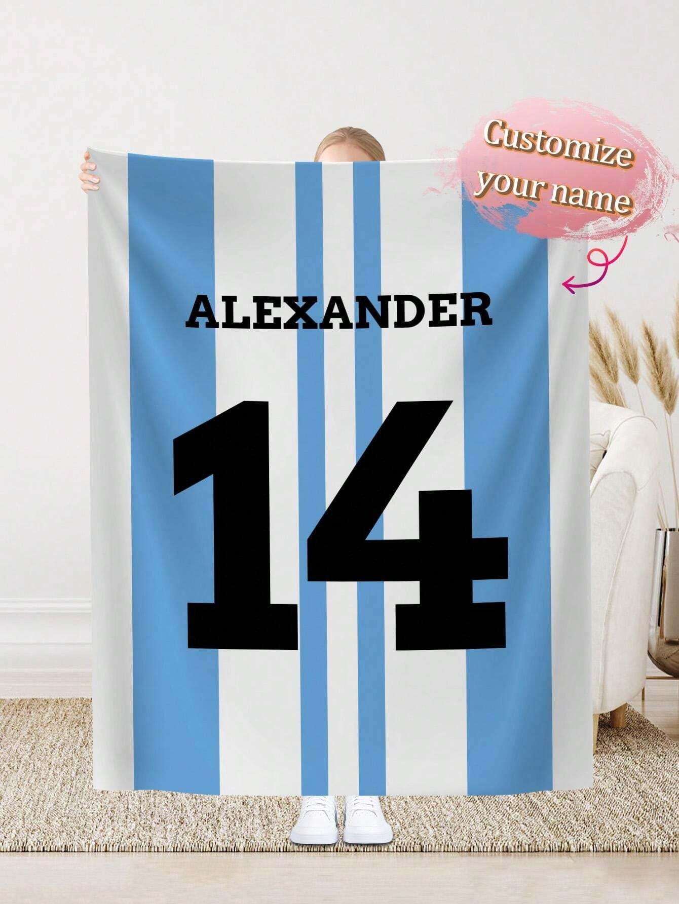 Customizable Name Text Knitted Blanket